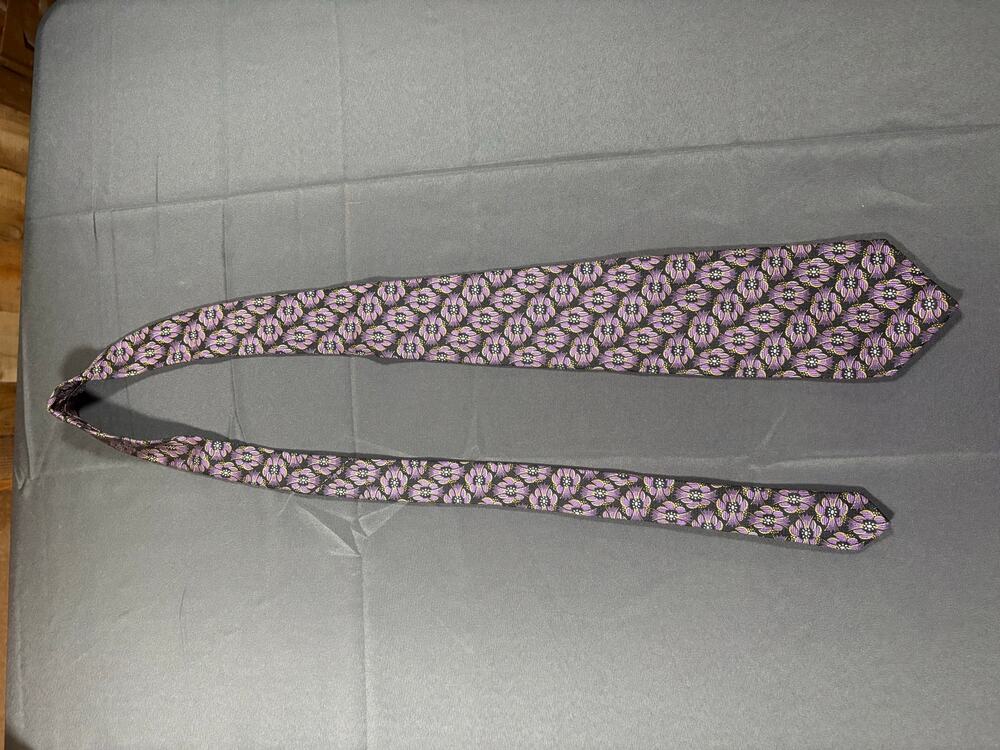 Robert Talbott Best of Class Nordstrom Silk Tie Purple Floral Black Gold 59β